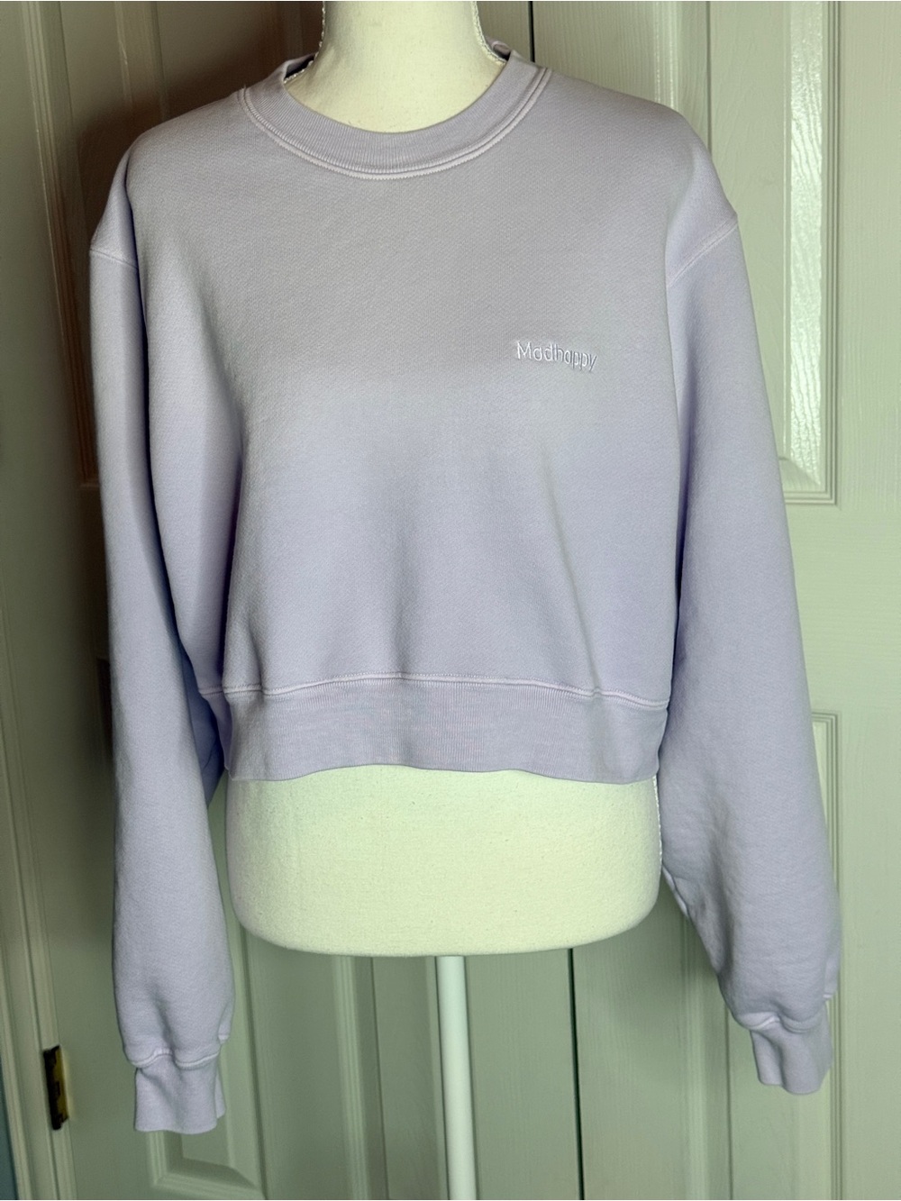 Madhappy Lavender Classics Fleece Cropped Crewneck Sweatshirt Medium EUC
